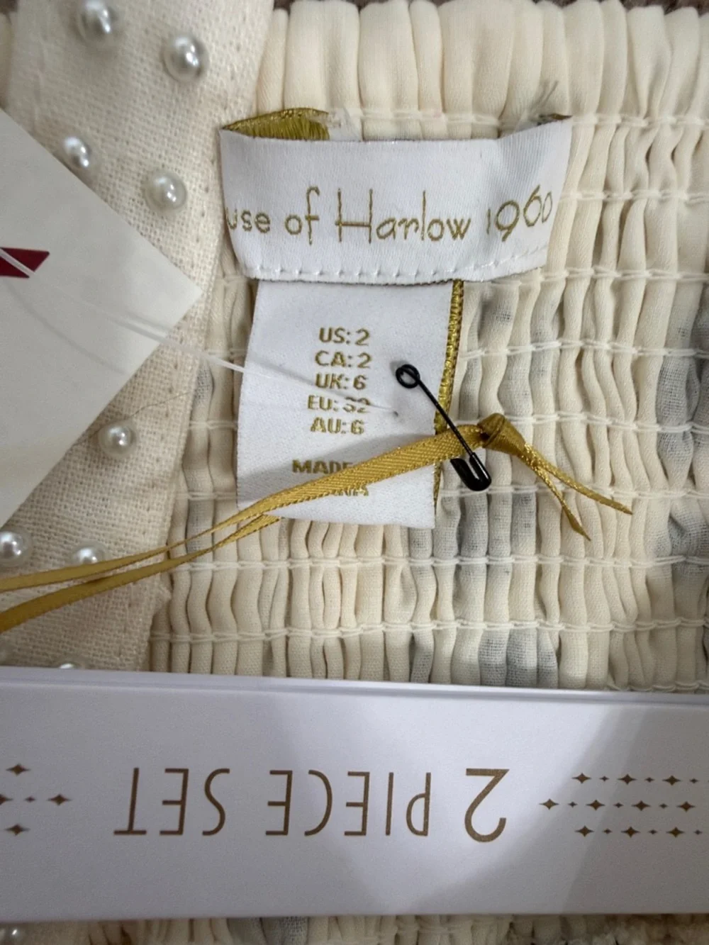 NWT House of Harlow Ivory Maxi Skirt with Floral Embroidery and crop top Sz 2. - Picture 4 of 8